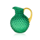 Underlay Dark Green Smoke Hobnail Jug with Shiny Gold Handle - KLIMCHI