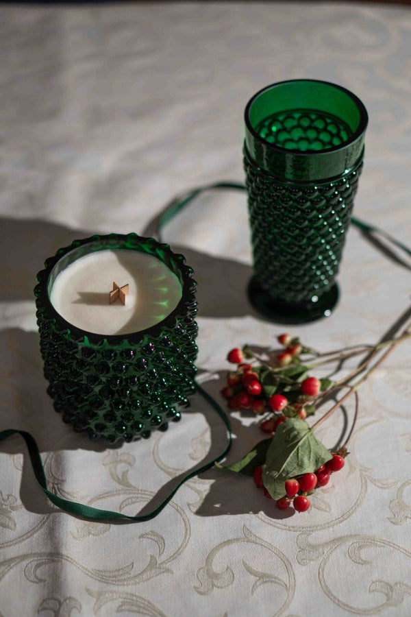 Dark Green Hobnail Goblet (set of 2 pieces) - KLIMCHI